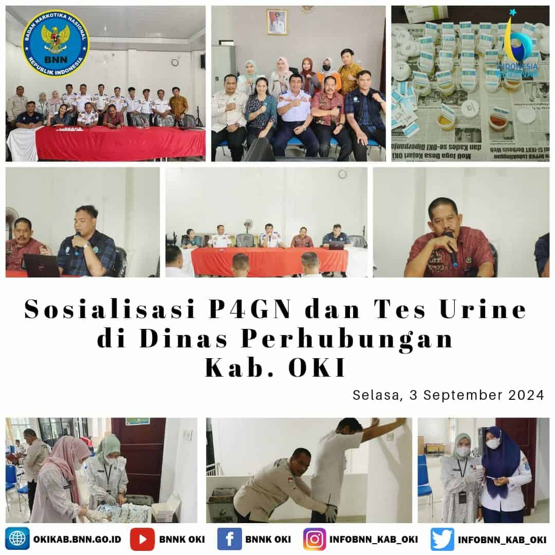 Deteksi Dini Penyalahgunaan Narkoba, BNNK OKI Sosialisasi dan Tes Urine di Dinas Perhubungan Kabupaten OKI Deteksi Dini Penyalahgunaan Narkoba, BNNK OKI Sosialisasi dan Tes Urine di Dinas Perhubungan Kabupaten OKI
